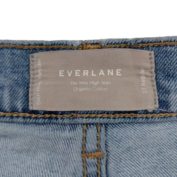 Everlane The Way High Jean Womens 27 Blue Raw Hem Organic Cotton Straight Leg. - Picture 11 of 13